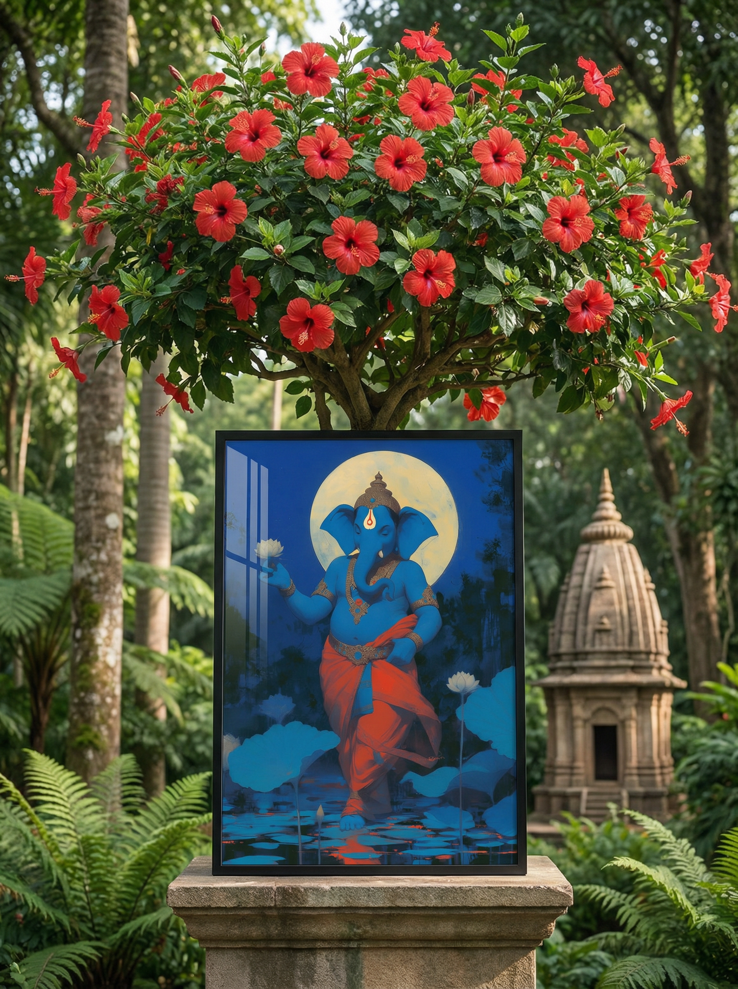 Sri Ganesha Photo Frame | Lord Ganesha Divine Wall Art | Glossy Laminated HD Ganpati Frame for Home Temple & Vastu Decor