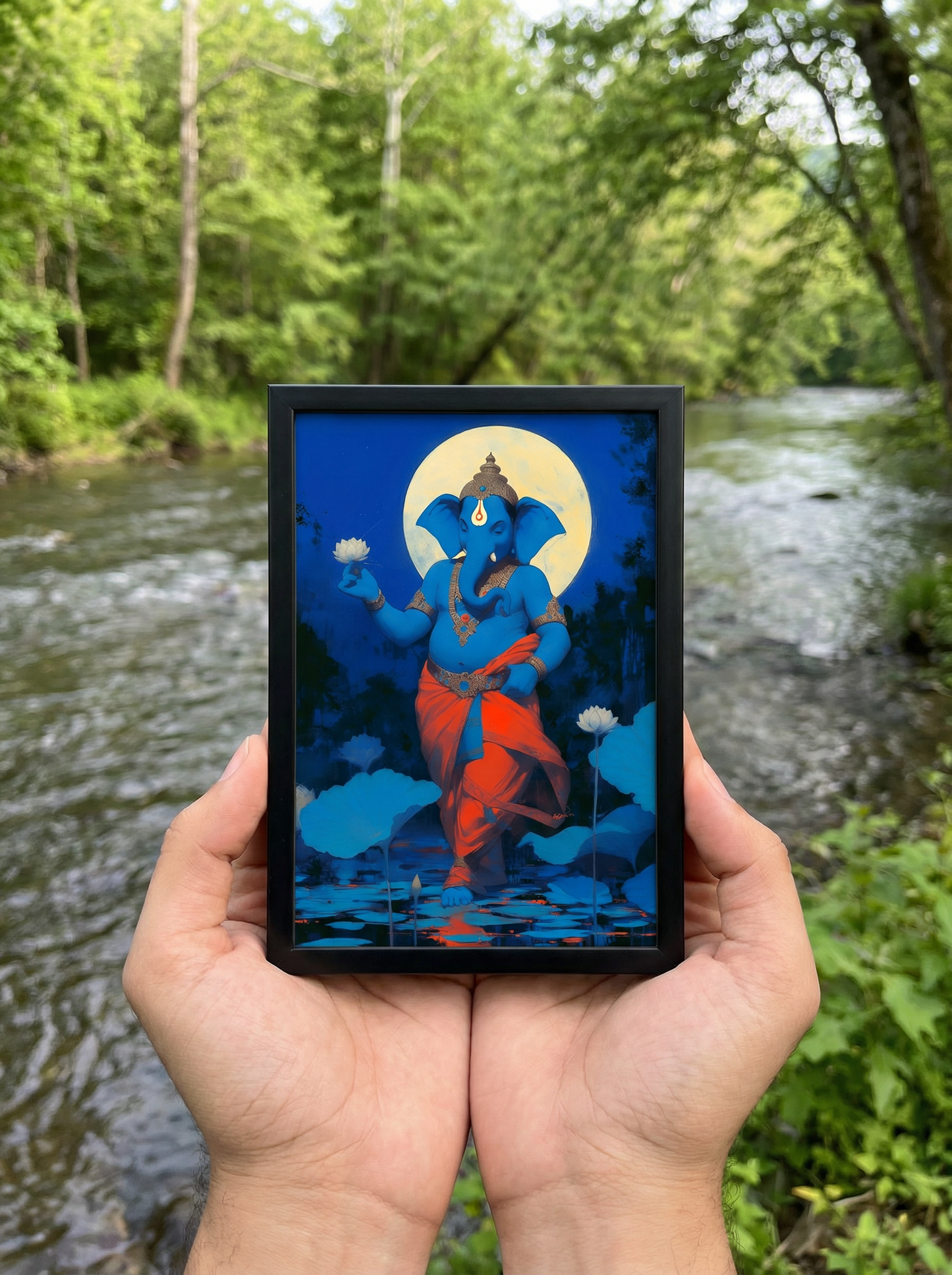 Sri Ganesha Photo Frame | Lord Ganesha Divine Wall Art | Glossy Laminated HD Ganpati Frame for Home Temple & Vastu Decor