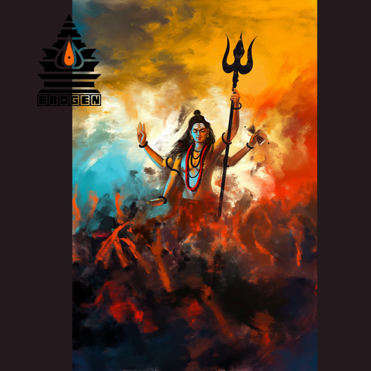 Lord Shiva Standing Among His Devotees | High-Resolution Digital Art Download