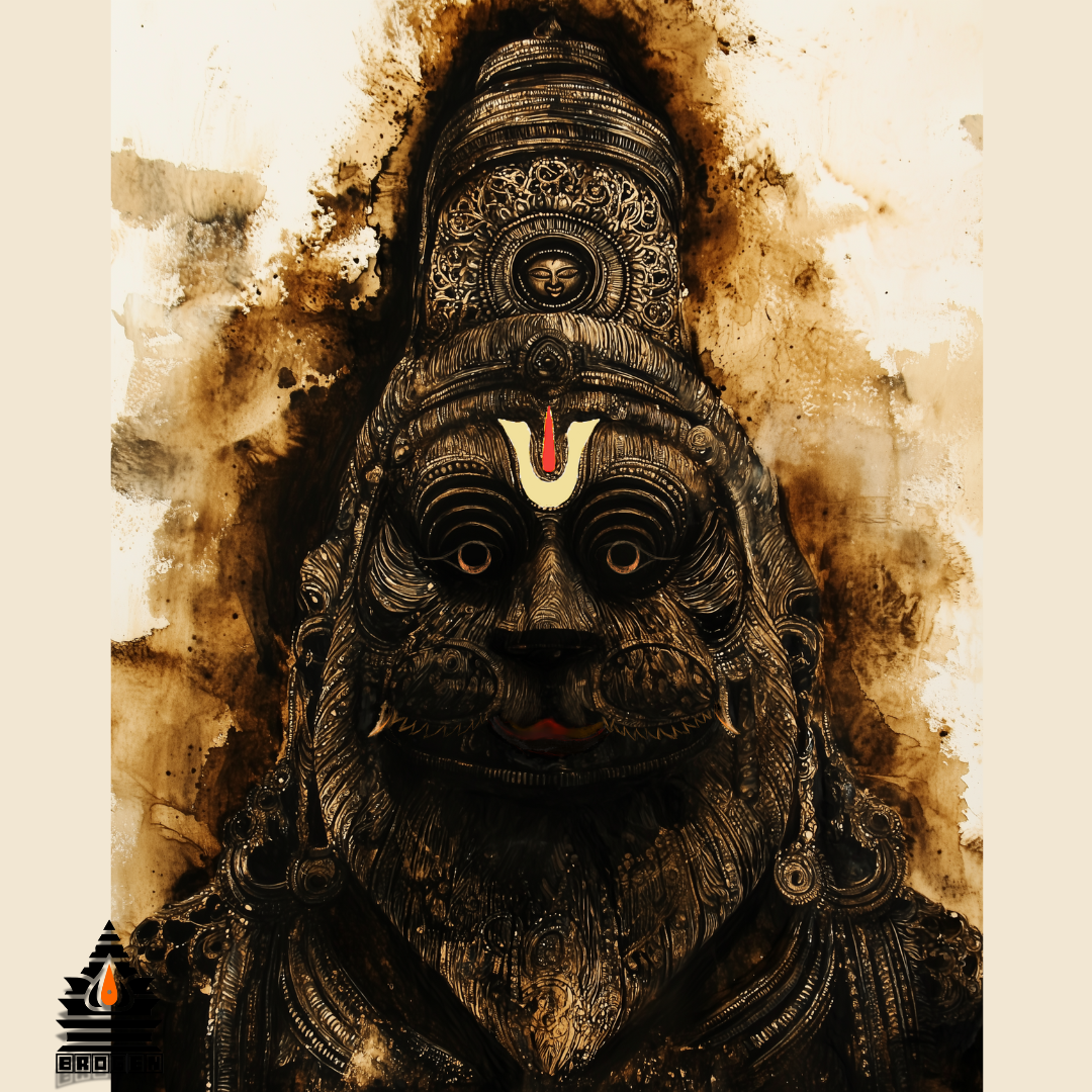 Divine Abstract Face Art of Yoga Narasimha Swamy | High-Resolution Digital Download