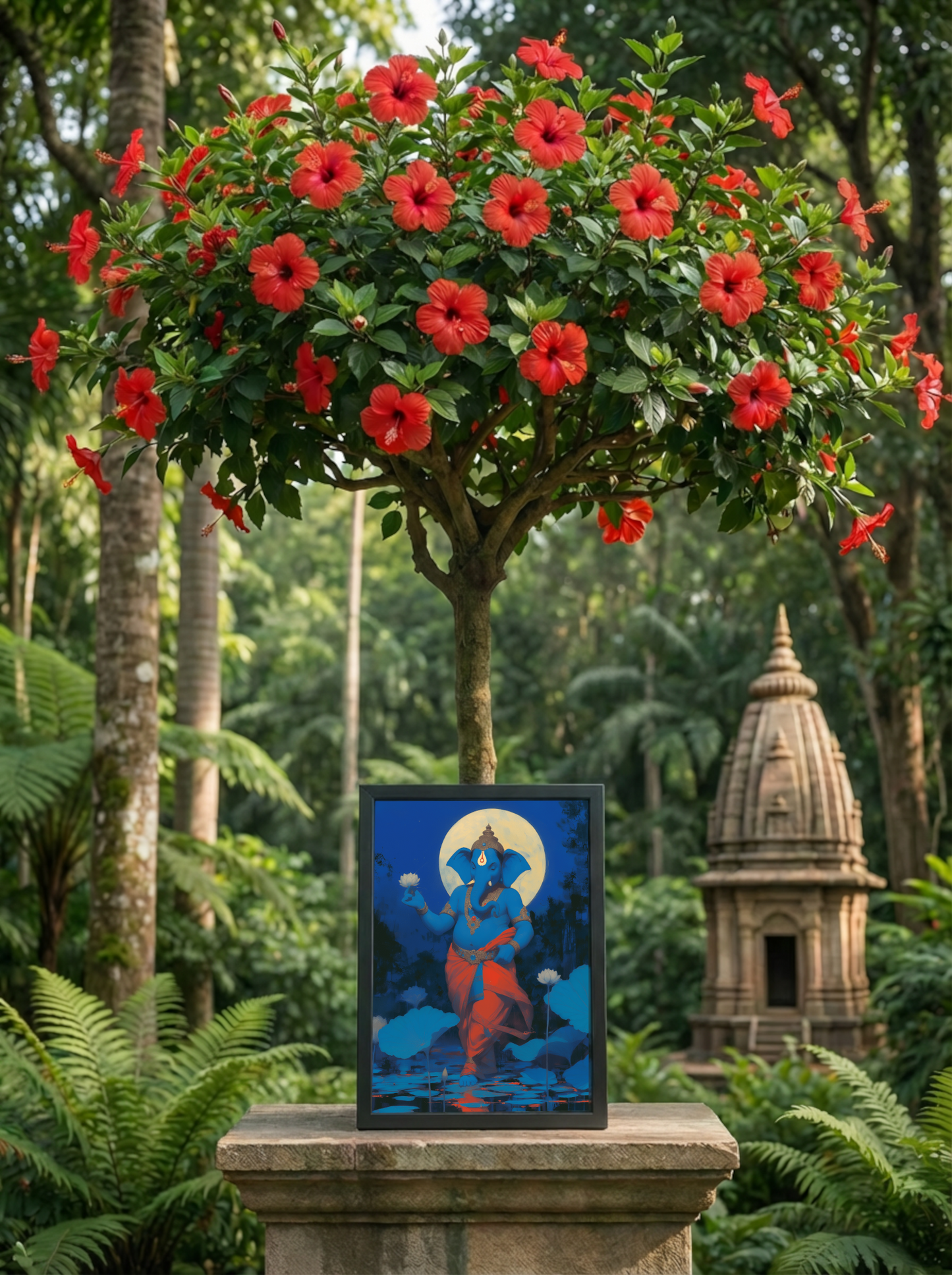 Sri Ganesha Photo Frame | Lord Ganesha Divine Wall Art | Glossy Laminated HD Ganpati Frame for Home Temple & Vastu Decor