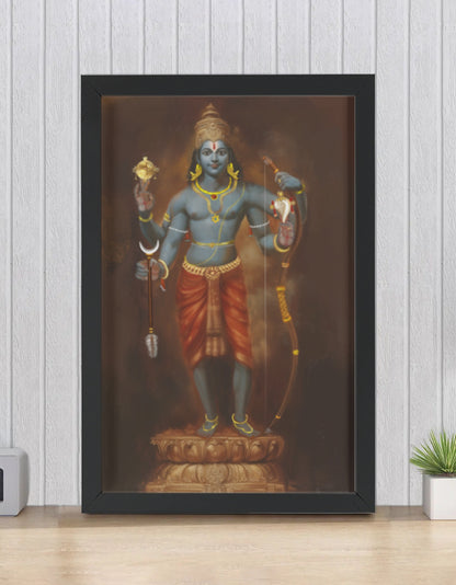 Sri Rama Photo Frame | Shri Ram Wall Art for Home Temple | 300 GSM Glossy Laminated Artboard | Vastu Positive Spiritual Gift