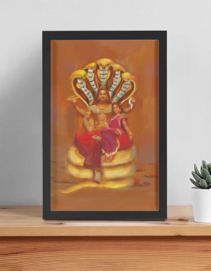 Lakshmi Narayan Photo Frame | Vishnu Lakshmi Wall Art | 300 GSM Glossy ...