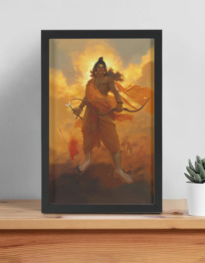 Sri Rama Photo Frame | Shri Ram Wall Art for Home Temple | 300 GSM Glossy Laminated Artboard | Vastu Positive Spiritual Gift