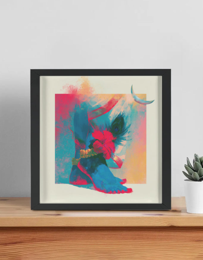 Maa Kali Sacred Feet Photo Frame | Divine Kali Charan Framed Wall Art | Hindu Spiritual Home Décor | Premium Devotional Gift