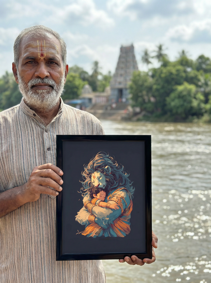 Narasimha Swamy hugging Prahlada Photo Frame | Perfect Gift for Narasimha Swamy Devotees | 300 GSM Glossy Finish