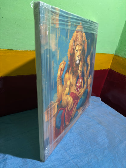 Lakshmi Narasimha Swamy Canvas Wall Art – Divine Hindu God Painting for Prosperity & Protection
