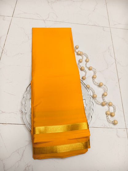 Vibrant Yellow Mysore Silk Saree – Pure Silk Saree for Weddings, Festive & Ethnic Wear