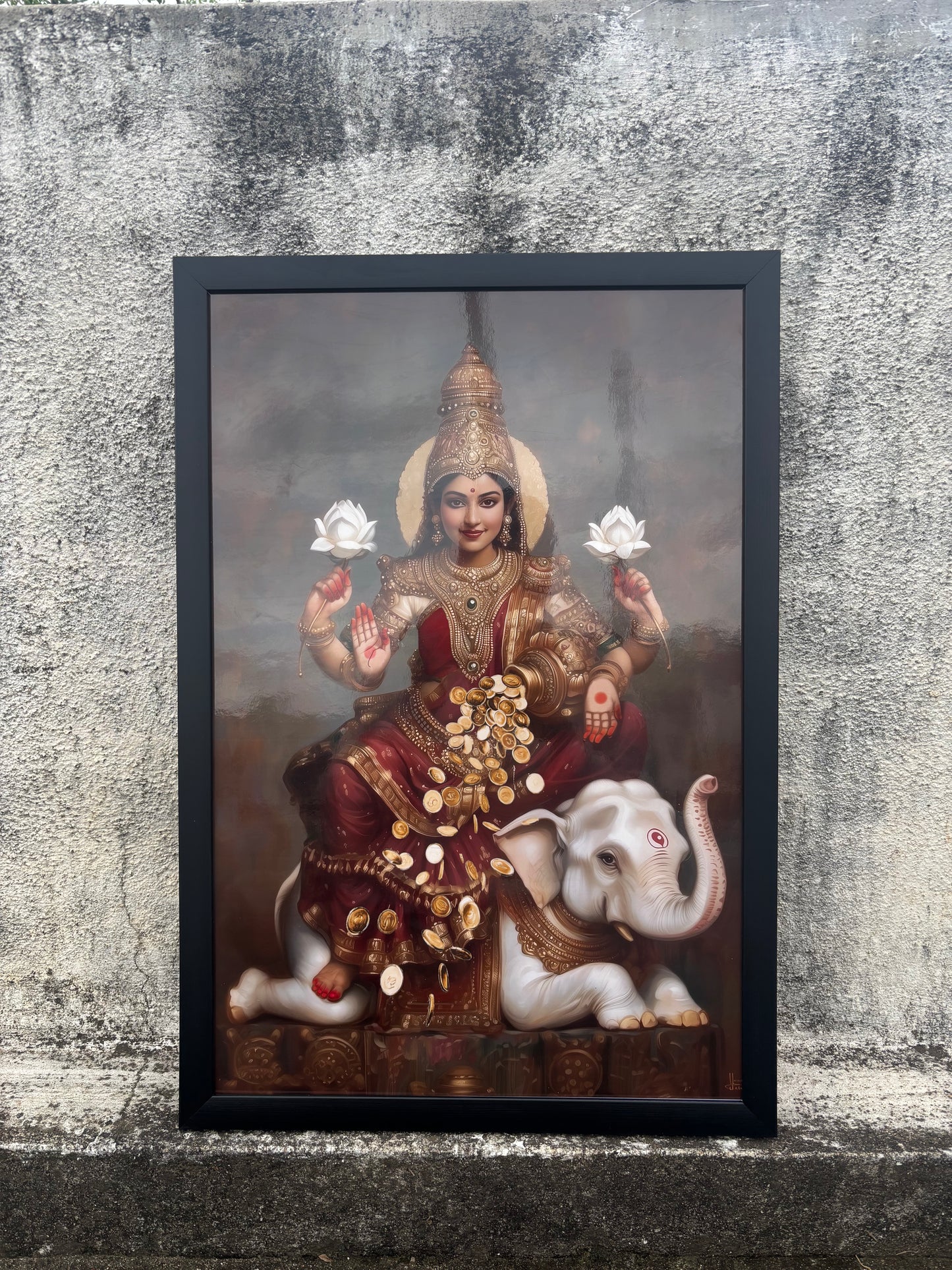Devi Mahalakshmi Photo Frame | Goddess of Wealth, Prosperity & Fortune | Glossy Finish- Laminated (no Glass)