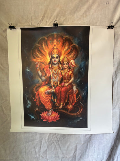 Sriman Lakshmi Narayana Swamy Canvas Print Roll (Unframed) – Vishnu Lakshmi Divine Wall Art for Home Temple & Spiritual Décor