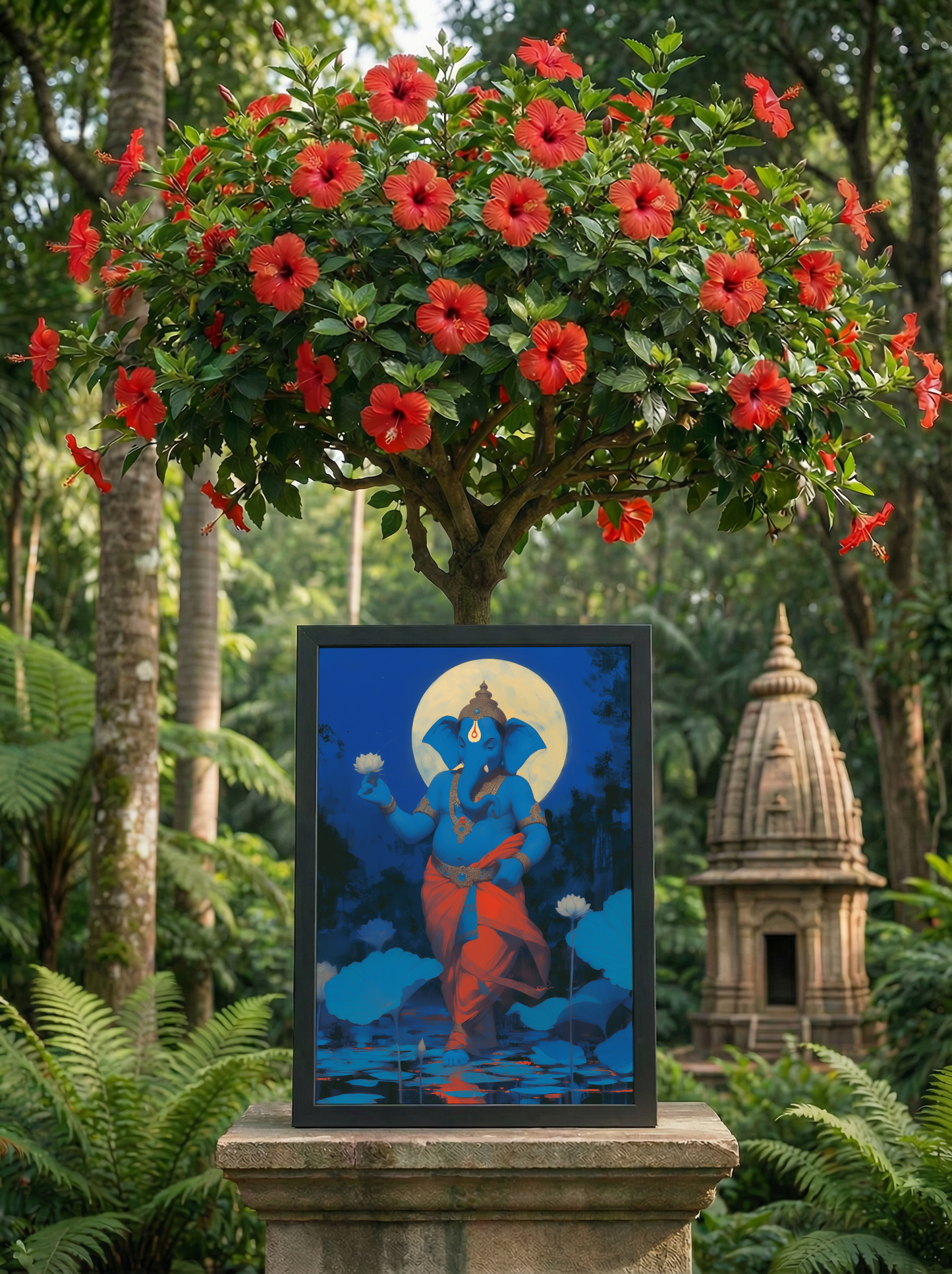 Sri Ganesha Photo Frame | Lord Ganesha Divine Wall Art | Glossy Laminated HD Ganpati Frame for Home Temple & Vastu Decor