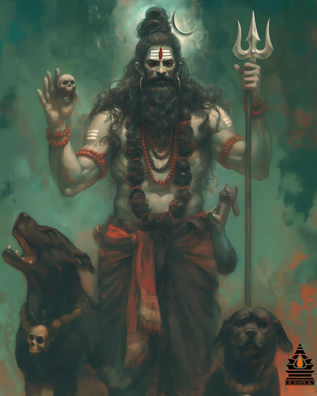 Divine Digital Art of Kala Bhairava – High-Resolution Download – Brogen