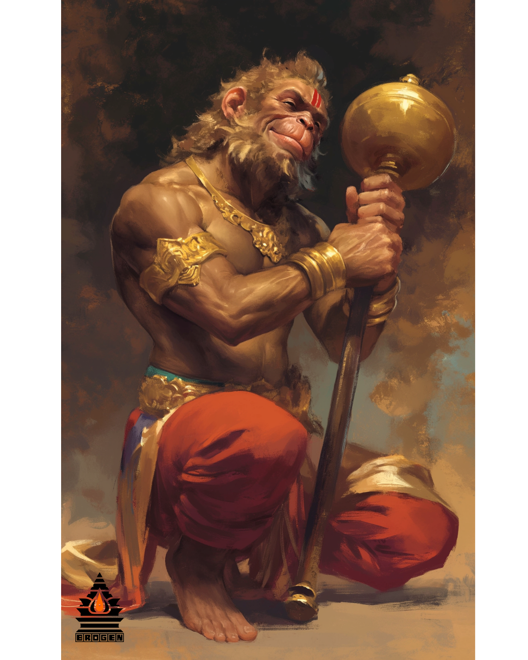 Hanuman Thinking of Shri Ram | High-Resolution PNG | Devotional Hindu Artwork Download