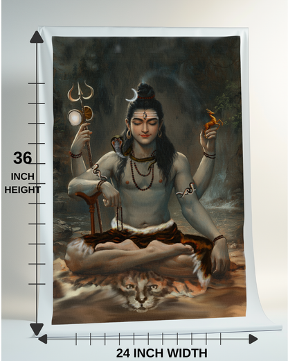Lord Shiva Canvas Print Roll (Unframed) – Mahadeva Wall Art for Home Temple, Meditation Room & Spiritual Décor