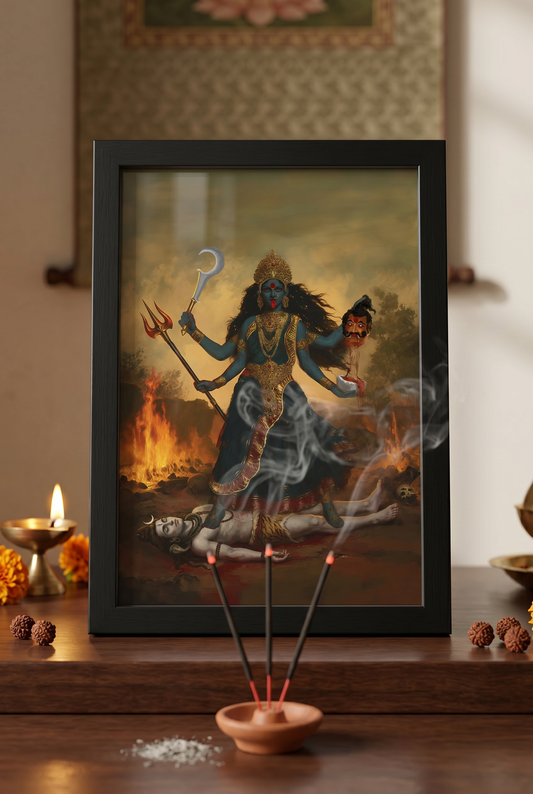 Maa Kali Photo Frame | Kali Mata Wall Art for Vastu & Protection | Spiritual Gift | Premium Laminated Glossy Finish