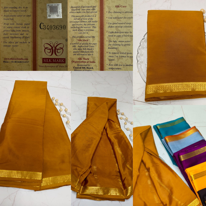 Golden Brown Silk Saree – Elegant Pure Silk Saree for Traditional & Festive Wear