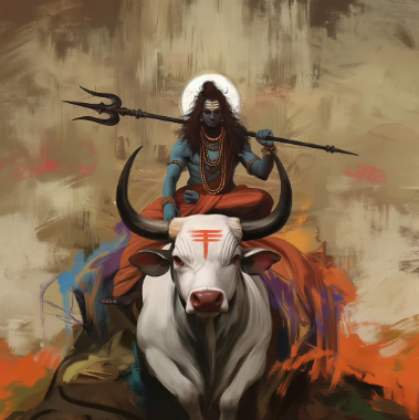Digital Art of Lord Shiva Sitting on Nandi - High-Resolution Downloadable PNG