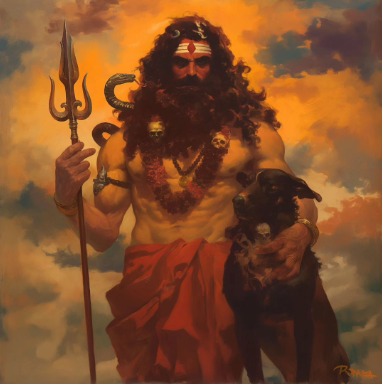 Digital Art of Hindu God Kalabhairava - High-Resolution Download