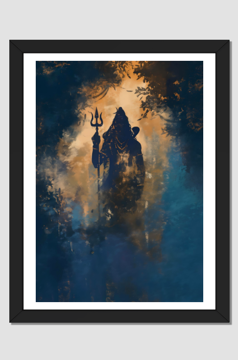 Lord Shiva Silhouette Art | Perfect Gift Framed Poster Photo Frame | 300 GSM Glossy Finish