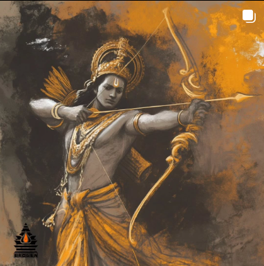 Sri Rama Digital Art | Lord Rama with Bow and Arrow HD Artwork | High-Resolution Digital Download