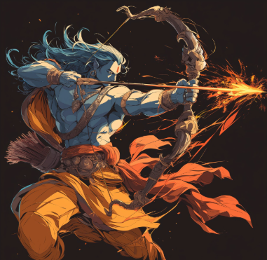 Sri Ram Digital Art | Lord Ram Holding His Bow and Arrow | High-Resolution PNG Download