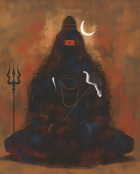 Abstract Art of Lord Shiva in Meditation – Mystical Spiritual Artwork (7700x10200 Pixels, 300 DPI)