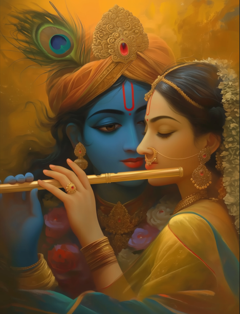 Radha Krishna Digital Art – Enchanting 3:4 Ratio High-Resolution Artwork (3900x5200 Pixels)