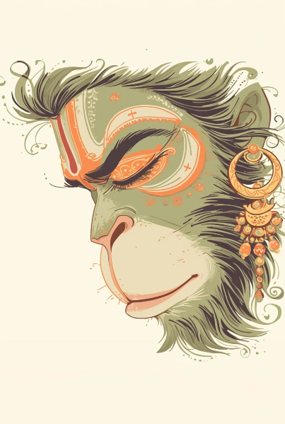Hanuman Ji Face Art – Divine Digital Artwork HD Download