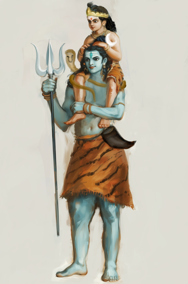 Lord Shiva and Kartikeya Poster – Divine Father-Son Art | 300 GSM Print