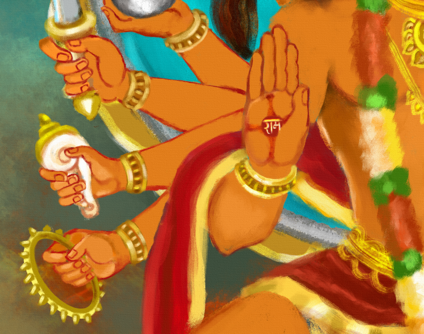 Panchmukhi Hanuman Digital Art | HD Hindu Devotional Artwork | 4200×5700 Pixels | 150 DPI