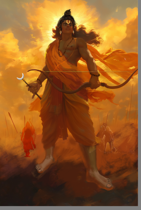 Lord Sri Rama with Lakshmana & Hanuman Digital Art |300 DPI HD| Ramayana Devotional Artwork