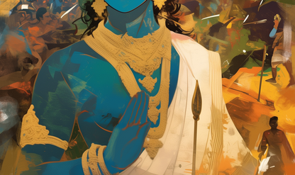 Sri Krishna in the Battlefield of Kurukshetra Poster – 300 GSM Divine Wall Art for Dharma and Wisdom