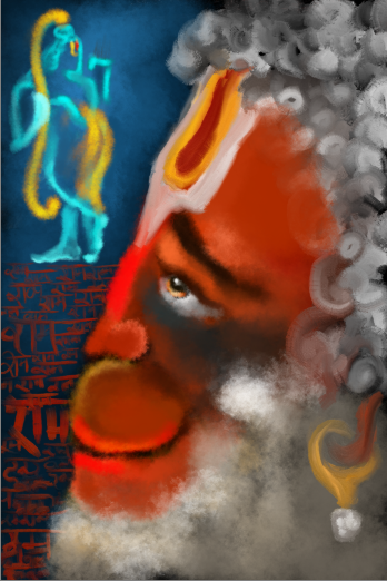 Lord Hanuman Chanting Rama Nama Digital Art | hd image download | 300 DPI png file