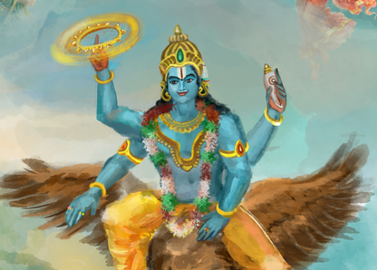 Gajendra Moksha Digital Painting | Lord Vishnu Saving the Elephant | 300 DPI HD png download