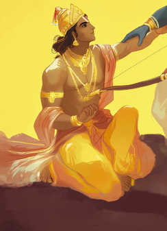 Sri Krishna Lifting Arjuna Canvas Wall Art | Bhagavad Gita Swadharma Scene | Kurukshetra Divine Guidance Painting