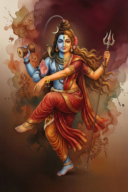 Ardhanarishvara Digital Art | Shiva Shakti Divine Union | HD Spiritual Artwork Download