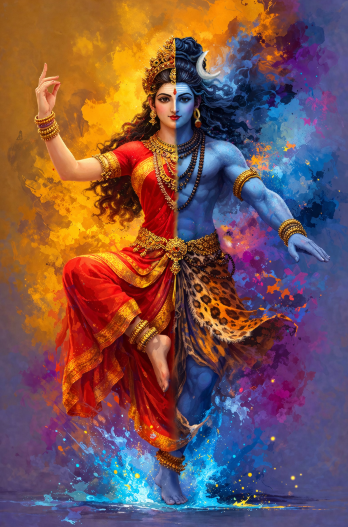 Ardhanarishvara Digital Art | Shiva Parvati Half Form | Divine Balance Artwork | HD Download