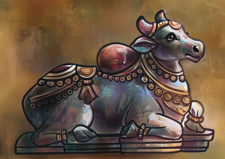 Nandi Digital Art | Vahana of Lord Shiva | Nandhi Devotional Artwork | HD Download