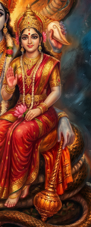 Sriman Lakshmi Narayana Canvas Wall Art | Vishnu Lakshmi Divine Blessings | Vastu & Gifting Decor