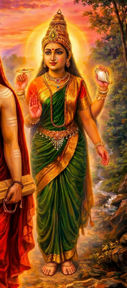 Adi Shankaracharya and Mookambika Devi Digital art Poster Print