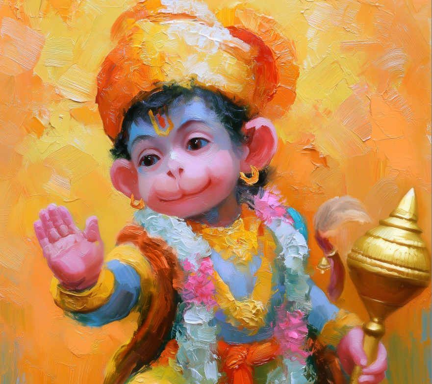 Bala Hanuman art Poster Print | Premium Hindu Wall Art Poster for Home & Temple Décor