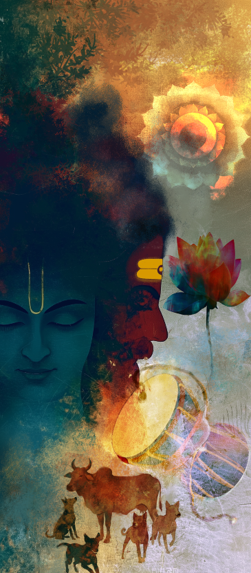 Guru Dattatreya Swamy Canvas Frame | Premium Hindu Spiritual Wall Art for Home Décor