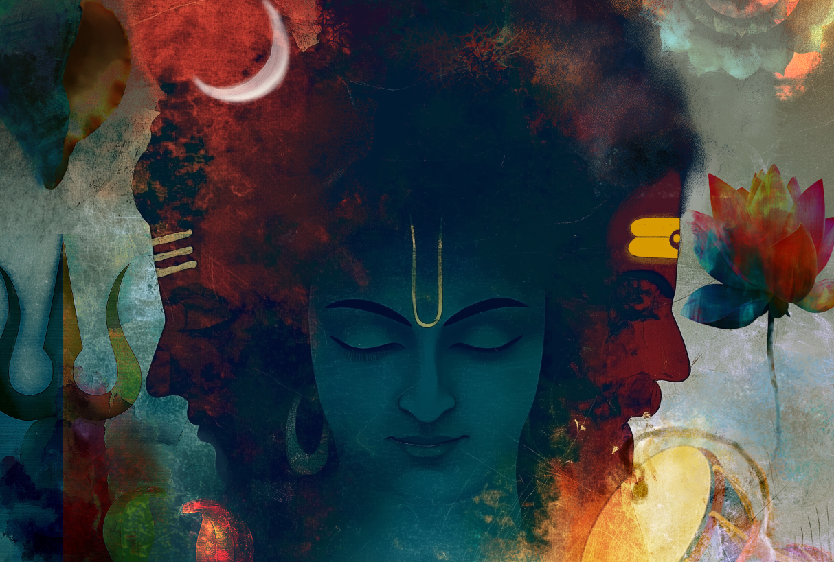 Guru Dattatreya Swamy Canvas Frame | Premium Hindu Spiritual Wall Art for Home Décor