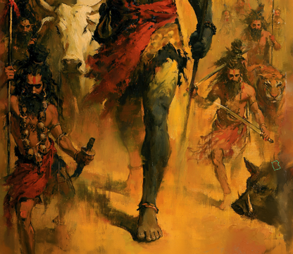 Lord Shiva with Ganas Canvas Print Roll (Unframed) | Premium Hindu Spiritual Wall Art Canvas