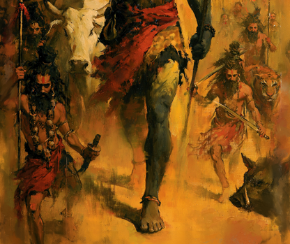 Lord Shiva with Ganas Poster Print | Premium Hindu Spiritual Wall Art for Home & Temple Décor