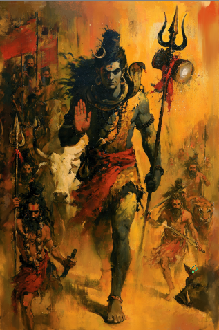 Lord Shiva with Ganas Digital Art Download| Hd image file download