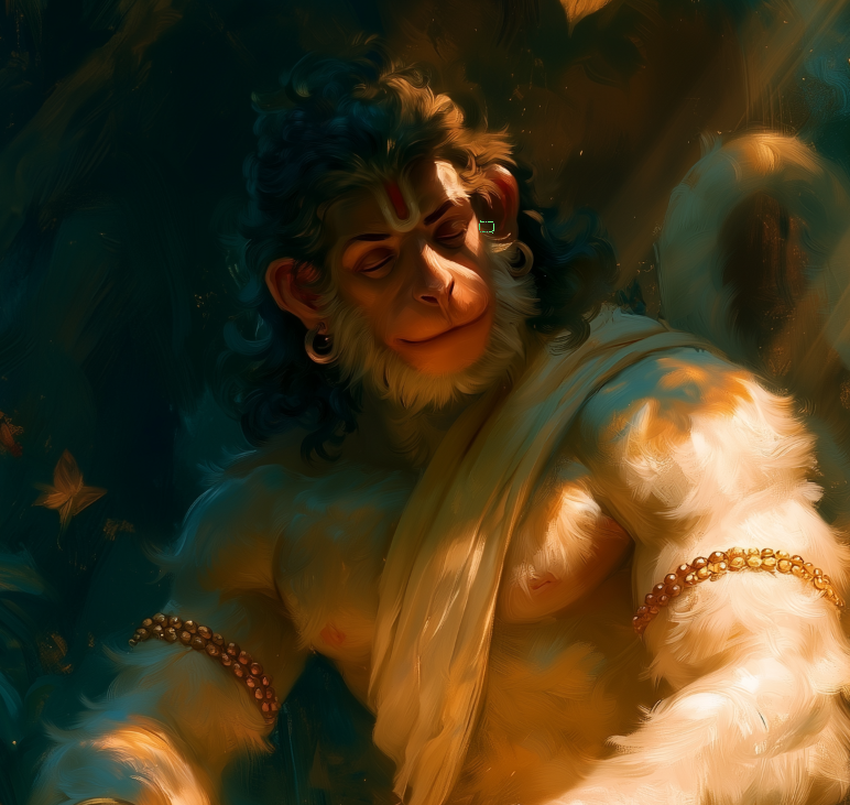 Sri Hanuman Playing Tabla Canvas Frame | Premium Framed Devotional Hanuman Wall Art | Hindu Spiritual Decor