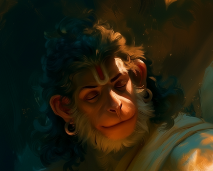 Sri Hanuman Playing Tabla Canvas Frame | Premium Framed Devotional Hanuman Wall Art | Hindu Spiritual Decor