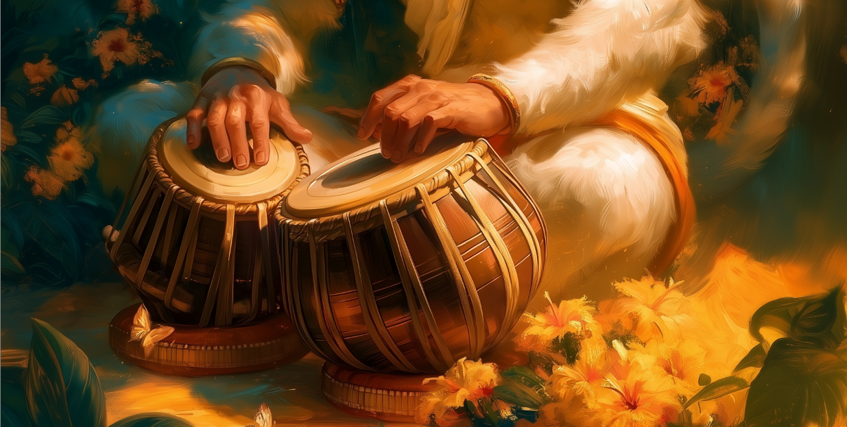 Sri Hanuman Playing Tabla art Canvas Print Roll | Unframed Devotional Hanuman Wall Art | Premium Hindu Spiritual Canvas