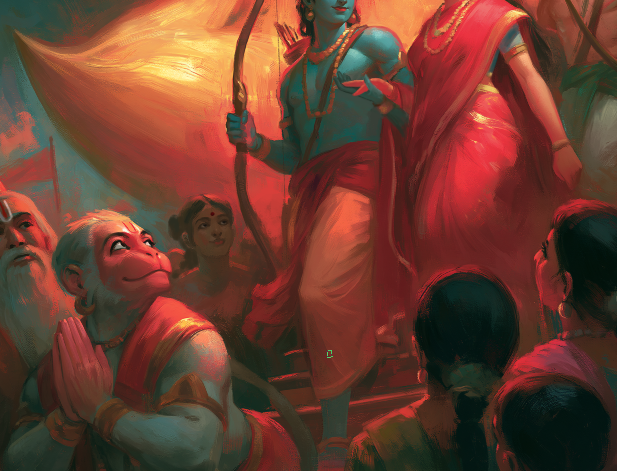 Sri Rama Returns to Ayodhya in Pushpaka Vimana Art Digital Download | Hd Image file download